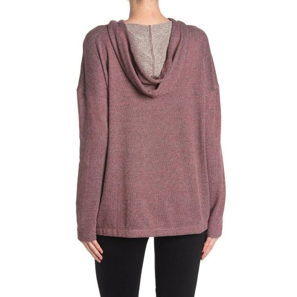 Max Studio NEW Burgundy Double Knit Tunic Hoodie Pullover Sweater Ret. $88 - Picture 2 of 7